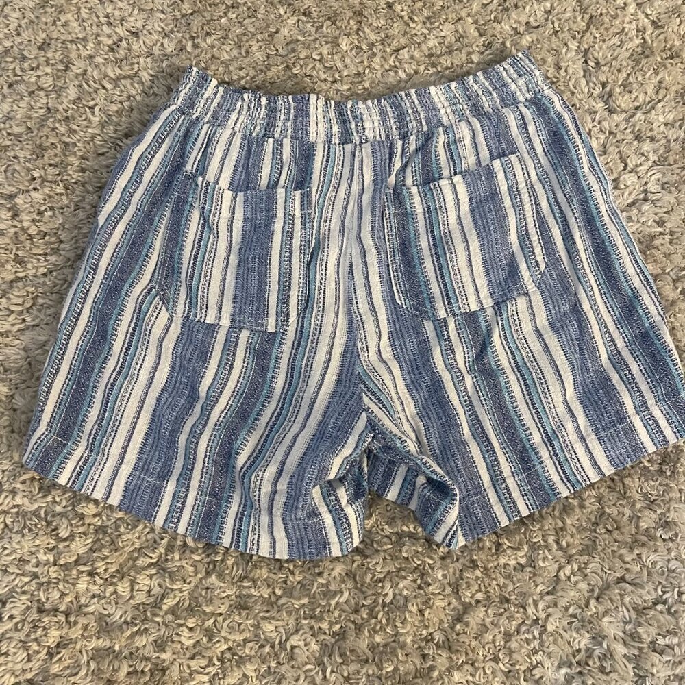 Briggs Blue White Striped Pull On Shorts Size S Textured Summer - Picture 6 of 8